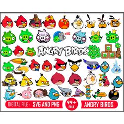 99 angry birds svg, angry birds bundle svg, angry birds birthday svg, red svg, angry birds friend svg, angry birds chuck