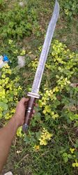 beautiful handmade damascus sword 28 inch with leather sheath