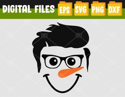 funny snowman custome with hair style and eyeglasses svg, eps, png, dxf, digital download