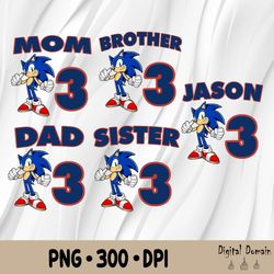 Sonic T Shirt Personalized Family Birthday Custom Name Age Kids