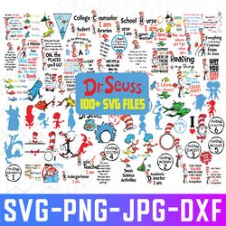 100 files dr seuss svg, mega bundle, cat in the hat svg, dr seuss  hat svg, green eggs and ham svg, dr seuss for teacher