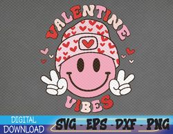valentine vibes smile face trendy valentines day groovy svg, eps, png, dxf, digital download