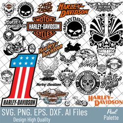 harley logos svg bundle, png, pdf, eps, svg files for print, harley david son svg files, harley svg