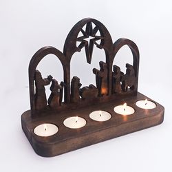 nativity scene beautiful candle holder set miniature