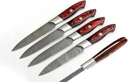 professional handmade damascus steak knives set 4pcs utility kitchen chef knives