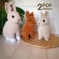 crochet pattern bunny rabbit little & big set of 2 pdf