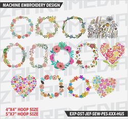 flower bundle  , machine embroidery design, files, instant download