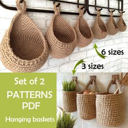 crochet pattern hanging wall baskets vegetable baskets tutorial