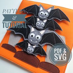 quiet book page pattern, halloween bats  pdf pattern, felt baby book pdf  pattern