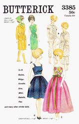 barbie vintage sewing pattern pdf fashion dolls size 11 1/2 inches butterick 3385