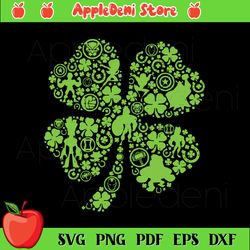 marvel super heroes green shamrock st. patrick's day svg, marvel svg, st patricks truck svg