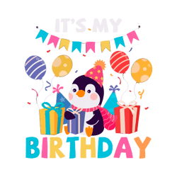 its my birthday shirt birthday party birthday penguin svg