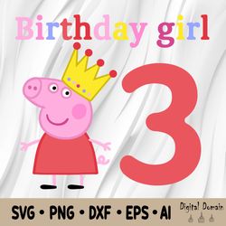 custom peppa pig birthday girl svg, girl peppa svg, family birthday svg, birthday svg, peppa pig funny birthday girl svg