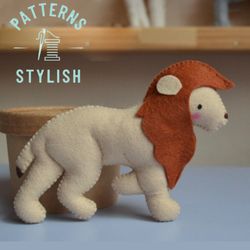 diy felt lion sewing pattern for safari animal decor