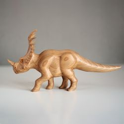 wooden styracosaurus, wooden hand carved sculpture