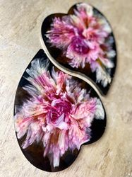 resin coasters set blooming hearts