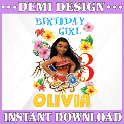 personalized name and ages, moana birthday girl png digital file birthday girl moana family   baby girl png moana prince