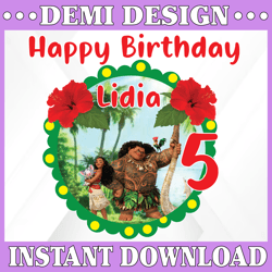 personalized name and ages, happy birthday png moana birthday girl digital file birthday girl moana family  baby girl