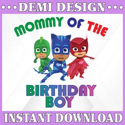 pj masks mommy of the birthday boy digital iron on transfer image clip art instant download  pj masks png