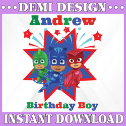 personalized name, birthday boy pj masks png iron on transfer personalized diy mommydaddy birthday girl party printables