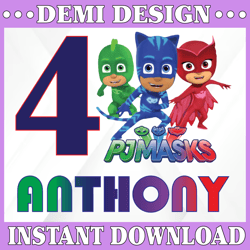 personalized name and ages, pj masks png iron on transfer, personalized diy, birthday girl party printables pj masks png