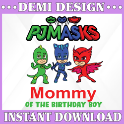 pj masks mommy of the birthday boy digital iron on transfer image clip art instant download  pj masks png