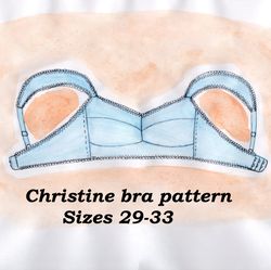 wireless bra pattern plus size, christine, sizes 29-33, plus size bra sewing pattern, linen bra sewing pattern