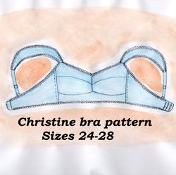 wireless bra pattern, linen bra pattern, christine, sizes 24-28, cotton bra pattern, bra pattern no wire, bra making