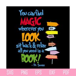 you can find magic wherever you look svg, dr seuss svg, dr seuss svg, dr seuss gifts, cat in the hat svg, hat svg, cat s