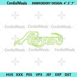 poison text 3d logo rock band embroidery design download file