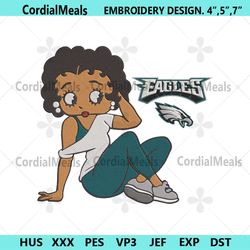 philadelphia eagles black girl betty boop embroidery design file