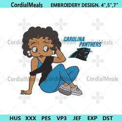 carolina panthers black girl betty boop embroidery design file