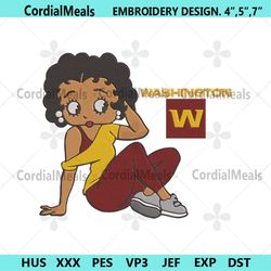 washington commanders black girl betty boop embroidery design file