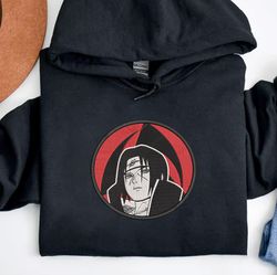 itachi embroidered crewneck, naruto shippuden embroidered sweatshirt, inspired embroidered manga anime hood