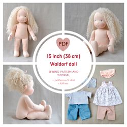 15 inch (38 cm) waldorf doll pdf pattern and tutorial. patterns of doll clothes as a bonus!