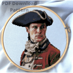 outlander cross stitch pattern, john grey portrait, instant pdf download, netflix series embroidery