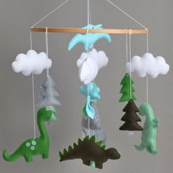 dinosaur crib mobile, baby boy mobile, baby hanging toy dino