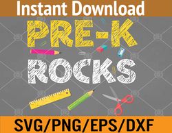 pre k rocks t shirt funny back to school teacher svg, eps, png, dxf, digital download