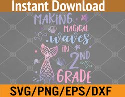 2nd grade shirt for girls cute mermaid back to school second svg, eps, png, dxf, digital download