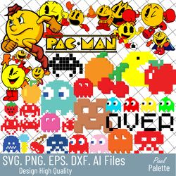 pacman  svg bundle, layered svg, cut files, cartoon clipart files, instant download