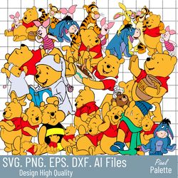 winnie the pooh bundle svg, disney svg, pooh characters