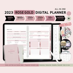 2023 digital planner monthly, weekly & daily ipad planner for goodnotes, hyperlinked, goodnotes planner, ipad planner,