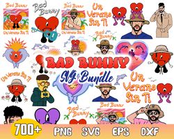 bad bunny bundle clipart svg, un verano sin ti, bad bunny vacation,bad bunny heart sad