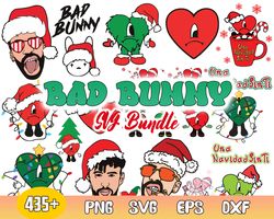 bad bunny christmas bundle svg, bunny santa claus hat christmas, una vidad sin ti svg