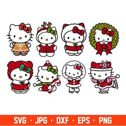 christmas hello kitty bundle svg, merry christmas svg, santa claus svg, cricut, silhouette cut file