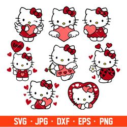 valentine hello kitty bundle svg, valentines day svg, valentine svg, love svg, cricut, silhouette vector cut file