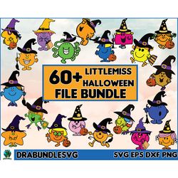 60 little miss svg files for cricut, little miss halloween svg, mr men witch svg, bundle mr men little miss halloween sv