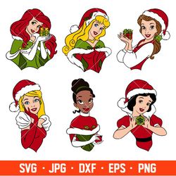Christmas Princesses Bundle Svg, Christmas Svg, Disney Christmas Svg, Santa Claus Svg, Cricut, Silhouette Vector