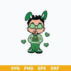 Bad Bunny St Patrick's Day Svg, Bad Bunny Shamrock Svg, St Patrick Day Svg, Png Dxf Eps File