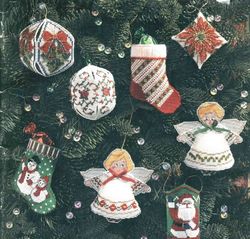 christmas ornaments plastic canvas vintsge cross stitch pattern pdf classic holiday designs instant downloa